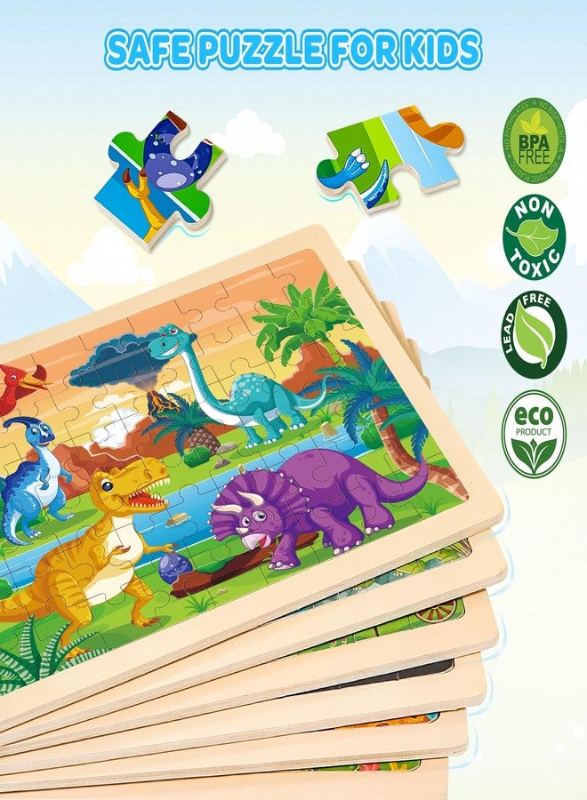 LACCHOUFEE 6 Pack Wooden Vehicle Puzzles for Kids Age 3 4 5 Year Old, 60 Pcs Montessori Toddler Animals Jigsaw Puzzles for Girl boy Activities Preschool Learning Birthday Gift Travel Autistic Toy - Image 2